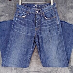 7 For‎ All Mankind Jeans Mens 32x30 Blue Relaxed Fit Button Fly Distressed